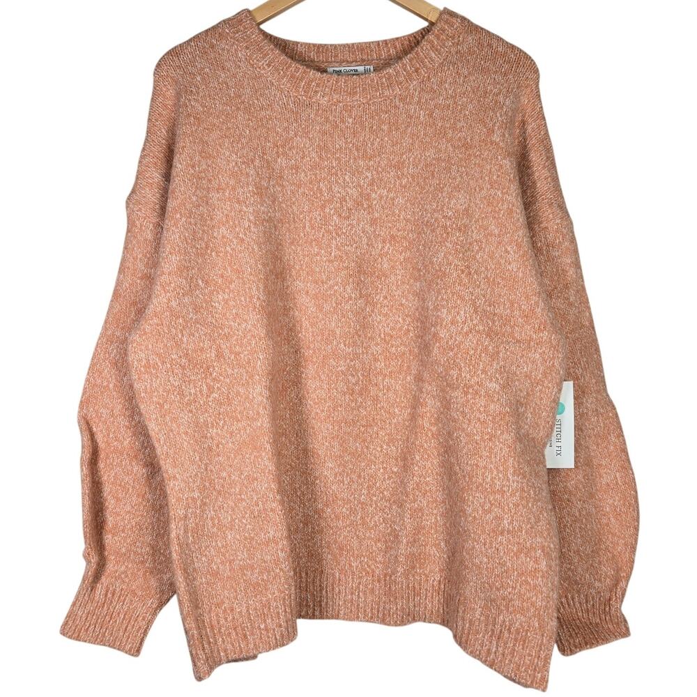 Pink Clover Womens XXL Light Orange Marled Knit‎ Crewneck Sweater 54006A-ST NEW